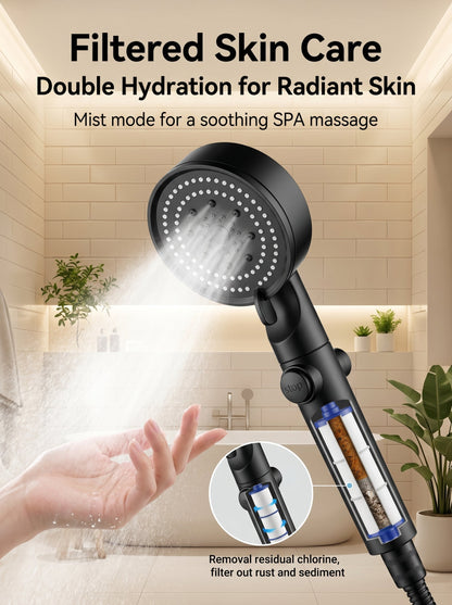 ✨ Limited Time 30% OFF💥Large Panel Pressure Boost Shower Head with 5 Spray Modes and 360° Rotation