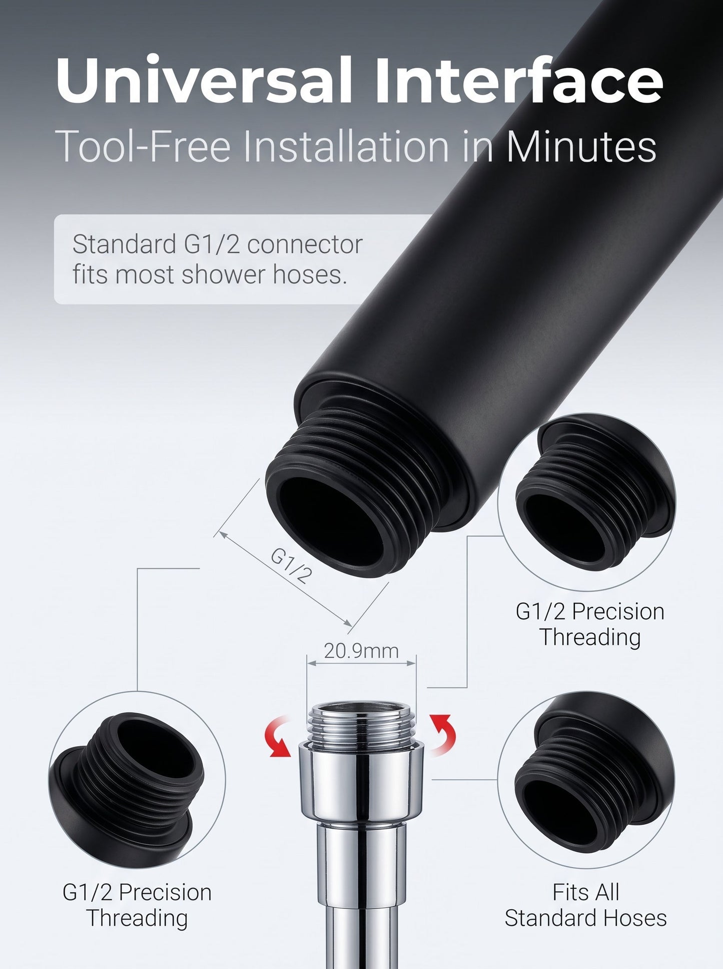 ✨ Limited Time 30% OFF💥Large Panel Pressure Boost Shower Head with 5 Spray Modes and 360° Rotation