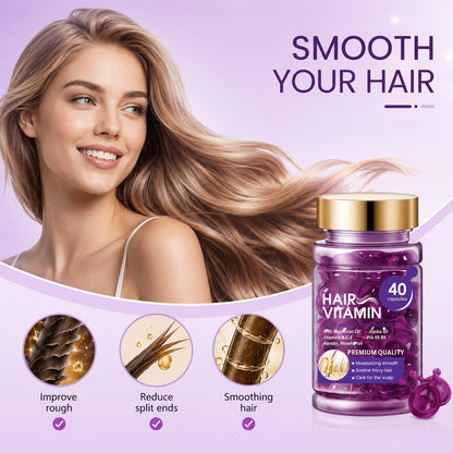 🔥50% OFF🔥Hair Vitamin Capsules Infused with Violet Vitamins & Argan Oil for Color-Treated & Permed Hair Smooths Frizz Restores Silkiness & Shine 40 Capsules.