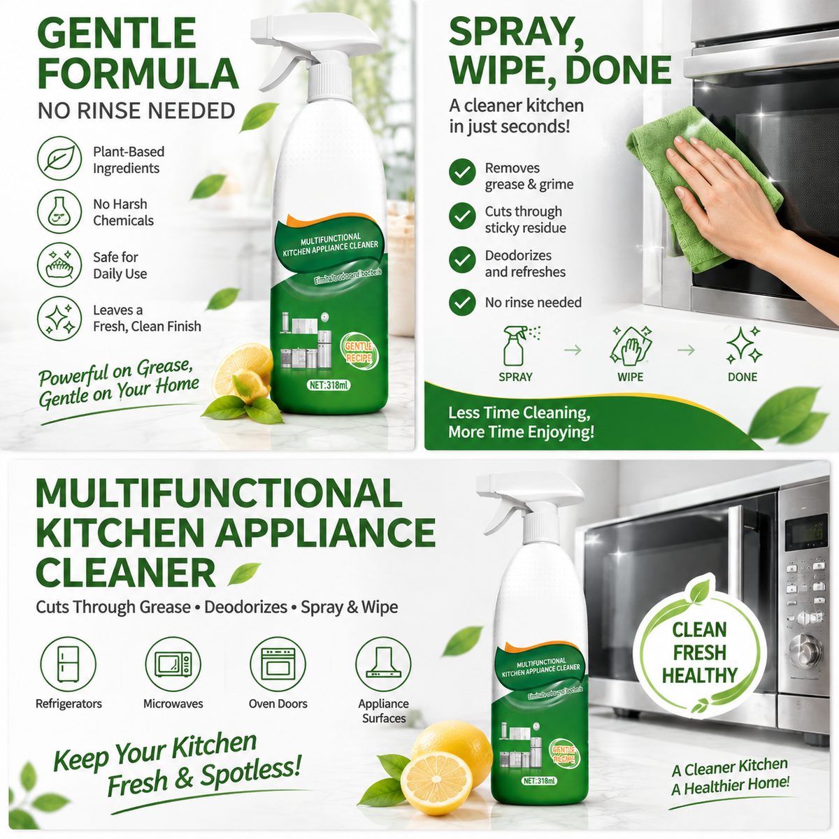 Multifunctional Kitchen Appliance Cleaner 🌿✨