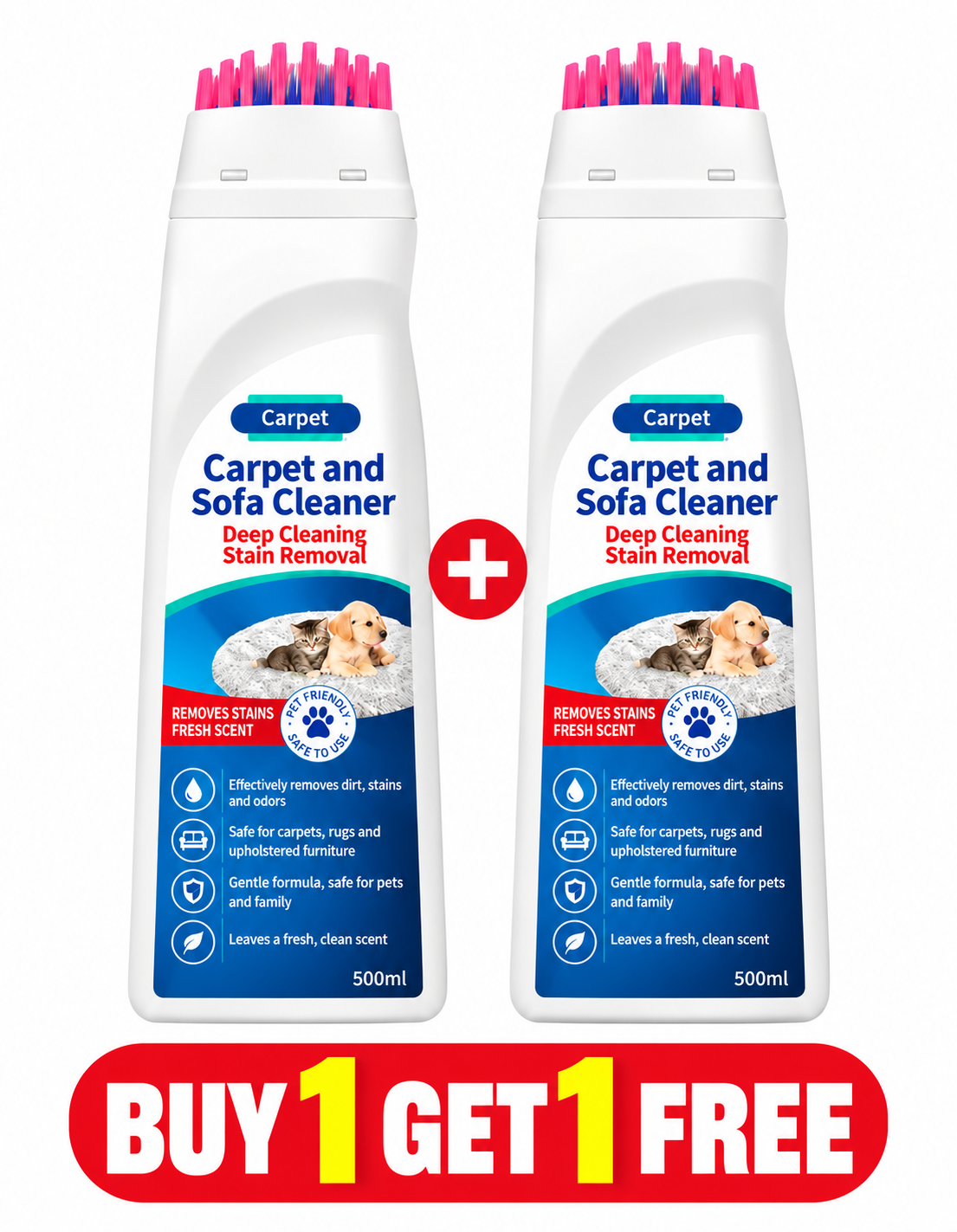 No-Wash Carpet & Sofa Cleaner with Brush