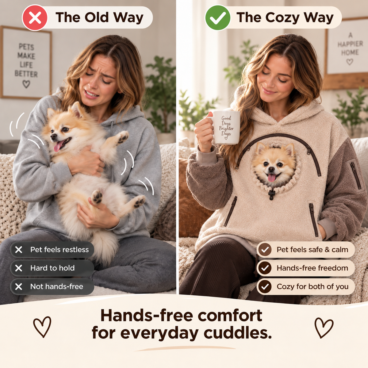 🐾 Cozy Pet Carrier Hoodie – Soft Fleece Cuddle Pouch Sweatshirt for Cats & Small Dogs