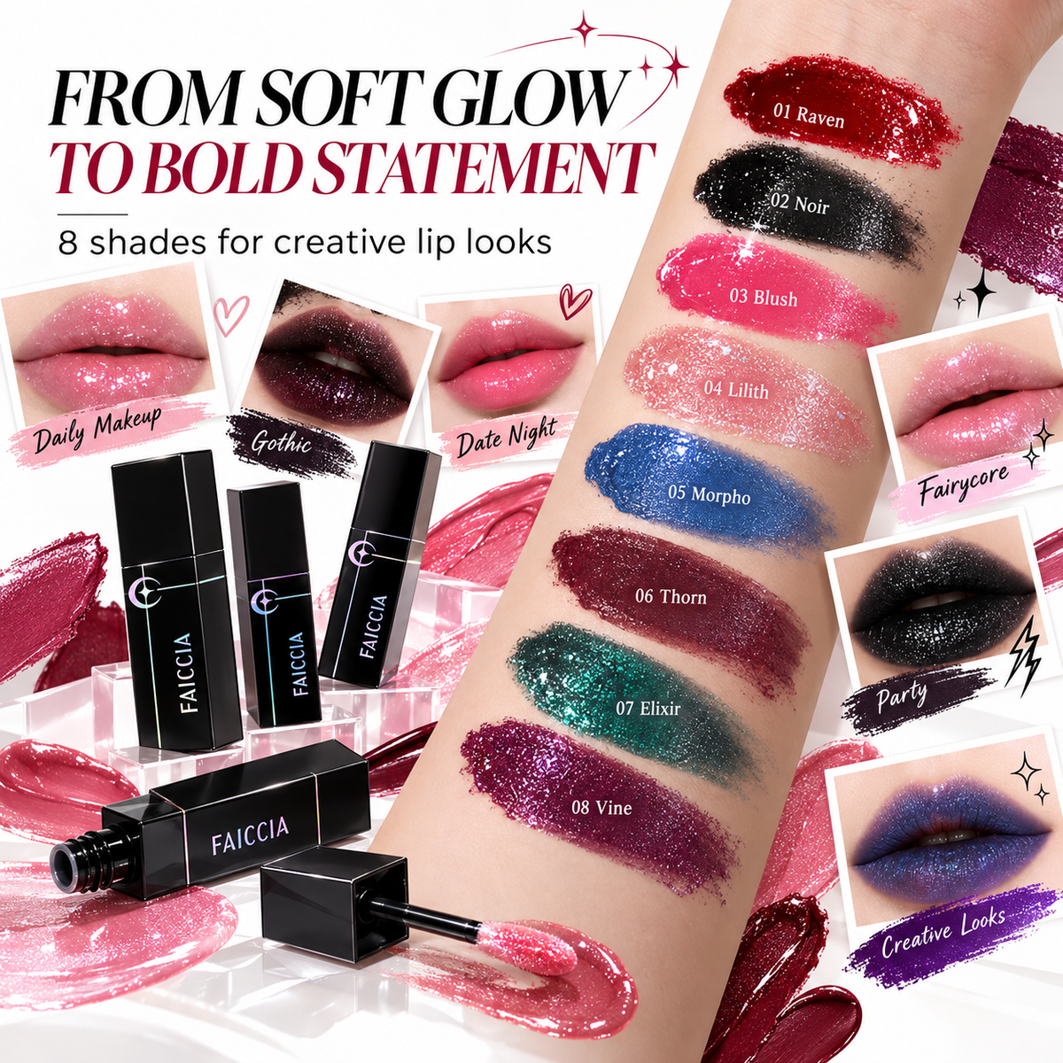 Two Finishes. Eight Shades. Endless Lip Looks.