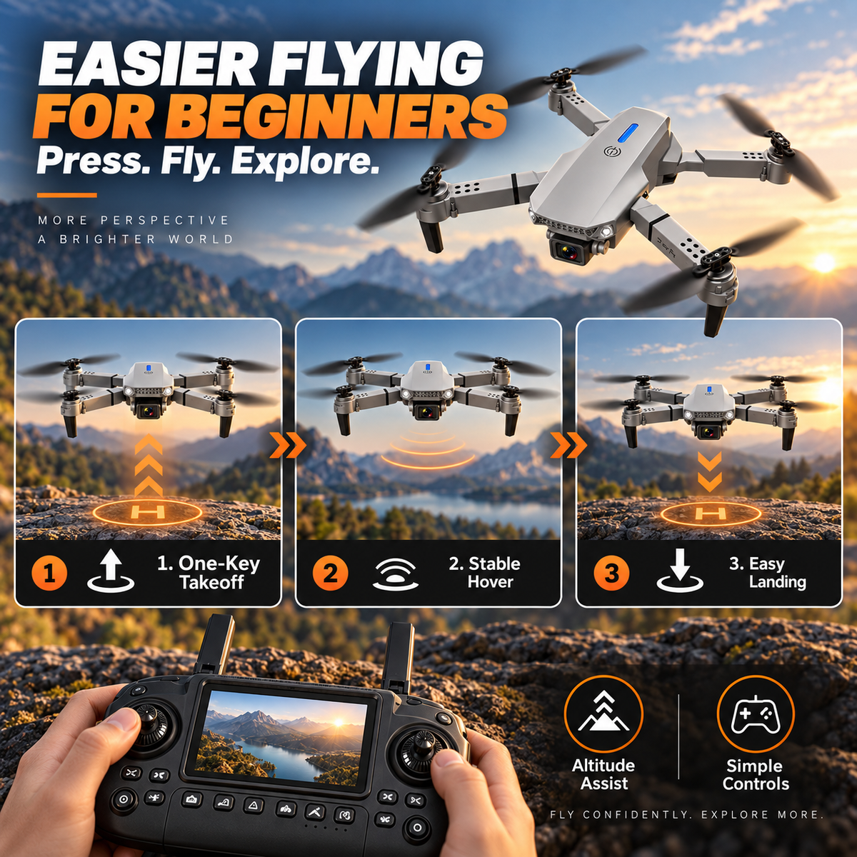 SkyView™ Foldable Dual-Camera Drone with Screen Remote