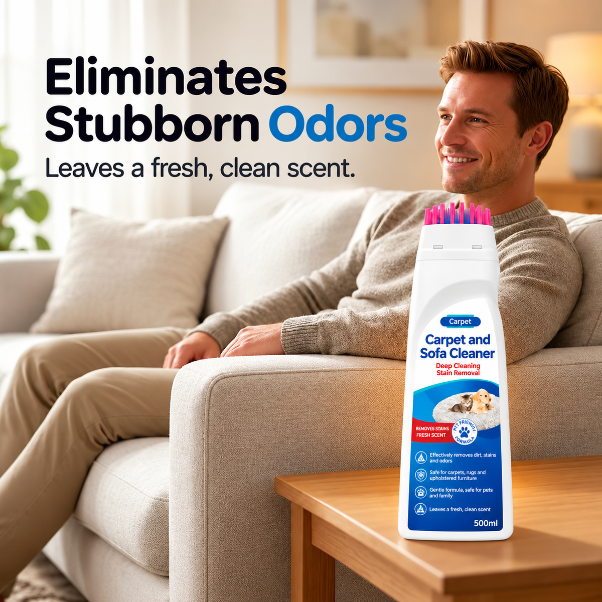 No-Wash Carpet & Sofa Cleaner with Brush