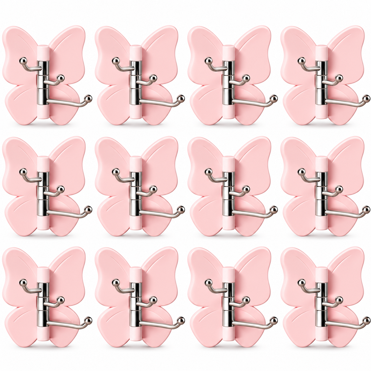 6-Pack Rotating Butterfly Adhesive Wall Hooks – No-Drill Towel & Key Organizer