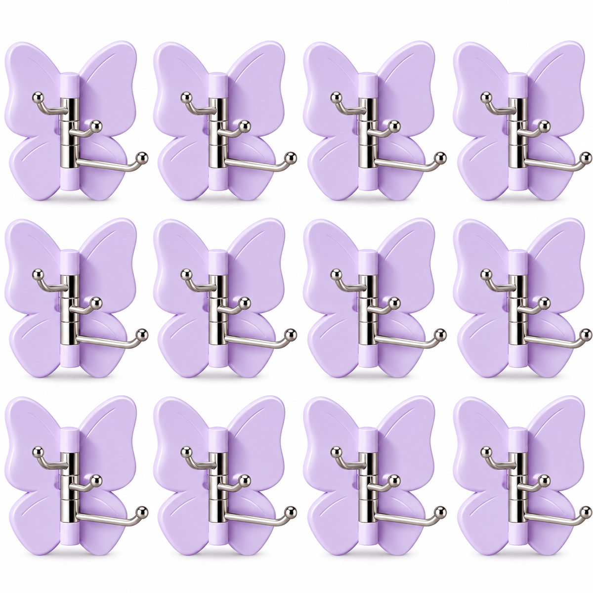 6-Pack Rotating Butterfly Adhesive Wall Hooks – No-Drill Towel & Key Organizer