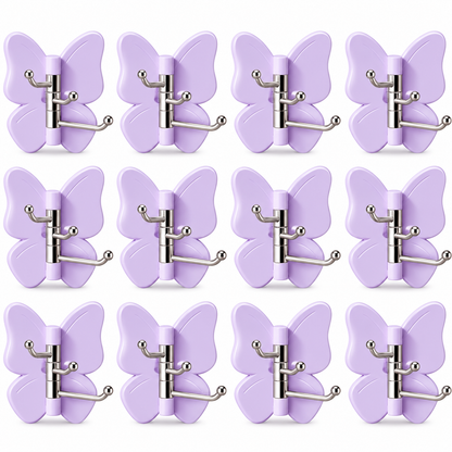 6-Pack Rotating Butterfly Adhesive Wall Hooks – No-Drill Towel & Key Organizer