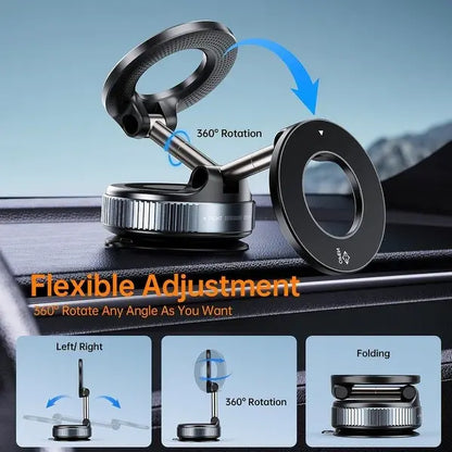 360° Adjustable Vacuum Magnetic Phone Holder, Suction Cup Phone Mount for Magsafe, Portable Cell Phone Holder for Car,Makeup/Gym/Mirror, Fit for All iphone iphone 12 and above-LIN