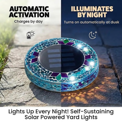 📢Limited Time Offer📢Solar Disk Lights – Handcrafted Mosaic Outdoor LED Waterproof In-Ground & Tabletop Wireless Lighting