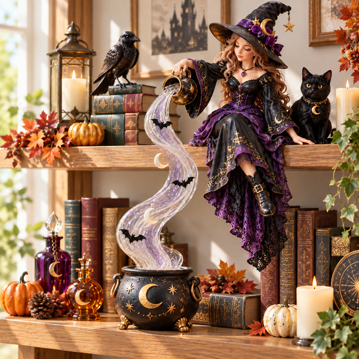 ✨Last Day 50% OFF✨ Halloween Magic Cascade Shelf Light Collection™ – Enchanted Bookcase Decor