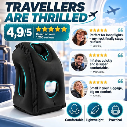 ✈️😴 Struggling to Sleep on Long Flights or Road Trips? Save 50% on This Inflatable Ergonomic Travel Pillow for Better Neck Support & Comfortable Rest Anywhere! 🧳💤