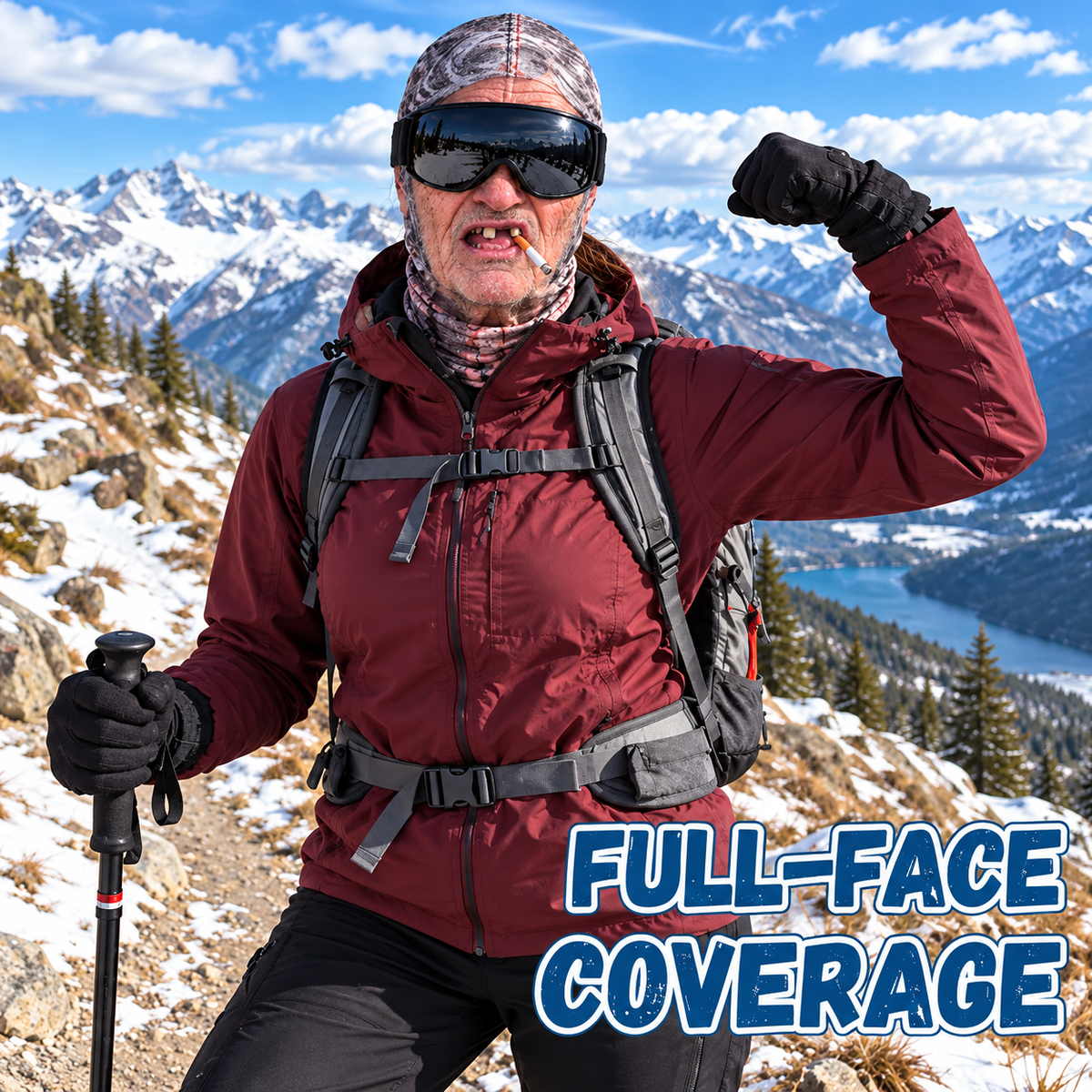 🤣❄️ Funny Realistic Face Ski Mask – Hilarious Winter Balaclava for Skiing, Snowboarding, Parties & Outdoor Fun! 🎿🔥