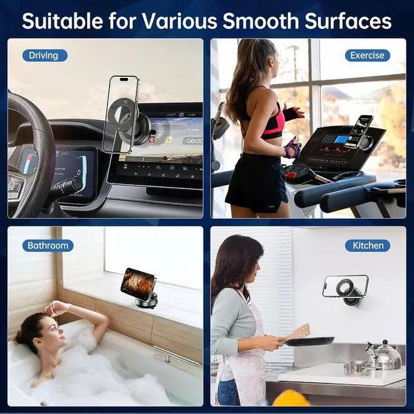 360° Adjustable Vacuum Magnetic Phone Holder, Suction Cup Phone Mount for Magsafe, Portable Cell Phone Holder for Car,Makeup/Gym/Mirror, Fit for All iphone iphone 12 and above-LIN