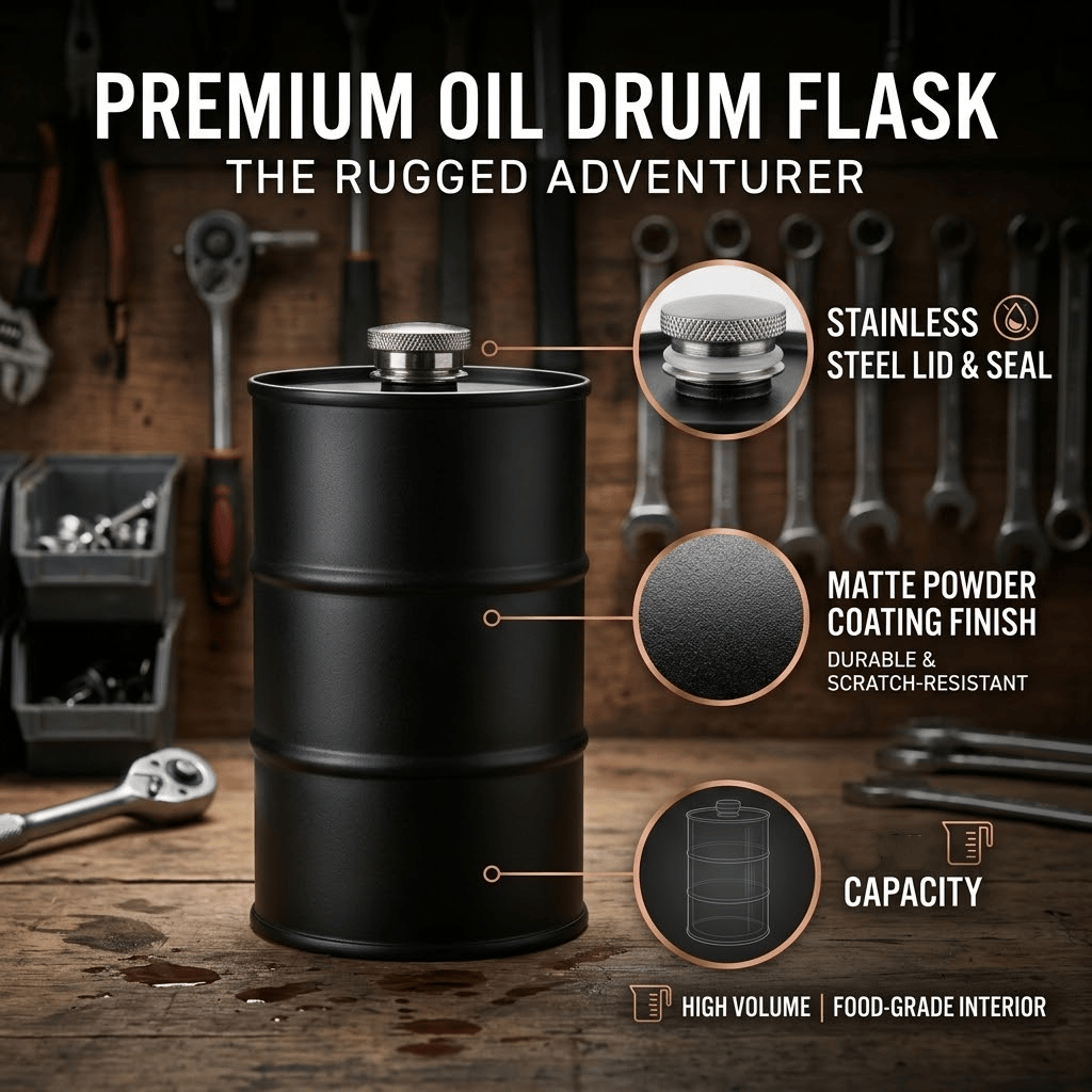 Oil Drum Anti-rust Leak-proof No Odor Portable Wine Storage🛢Food Grade Camping Whisky Flagon Wine Jug Camping Supplies