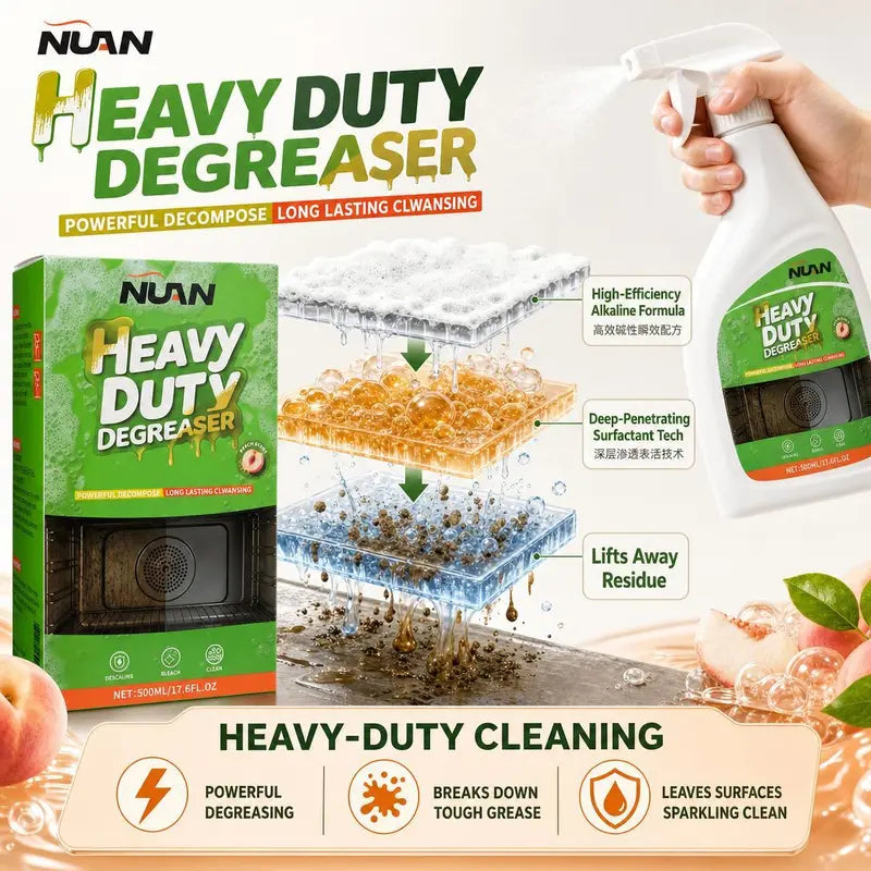 🚨Peach-Scented Powerful Active Foam Kitchen Cleaner (120ml/bottle, includes free towel) — powerfully removes grease and stubborn stains; ready to use—just spray and clean.💖
