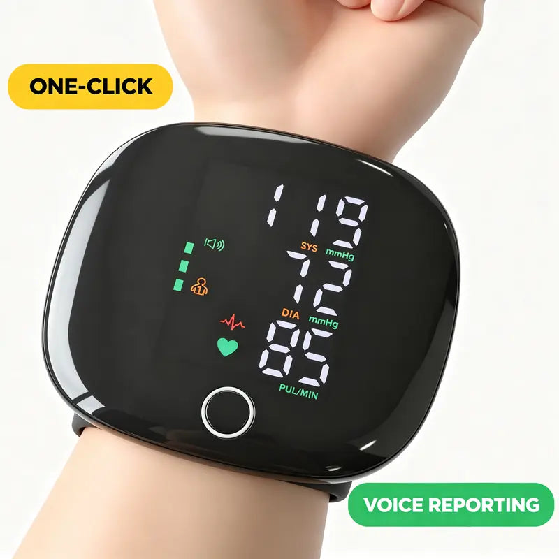 💎(Fewer than a hundred items left!)Digital Wrist Blood Pressure and Blood Glucose Monitor (with voice broadcast, adjustable wristband, dual-user memory function, and large display screen)🔥