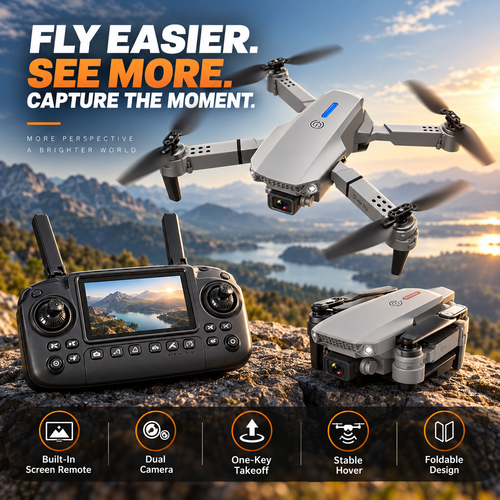 SkyView™ Foldable Dual-Camera Drone with Screen Remote