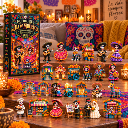 😩 TIRED OF BORING COUNTDOWN CALENDARS? 💀🖤 ✨ 24 DAYS. 24 UNIQUE MINIATURES. 🎁 Discover a New Day of the Dead Surprise Every Day!