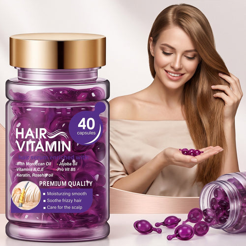 🔥50% OFF🔥Hair Vitamin Capsules Infused with Violet Vitamins & Argan Oil for Color-Treated & Permed Hair Smooths Frizz Restores Silkiness & Shine 40 Capsules.