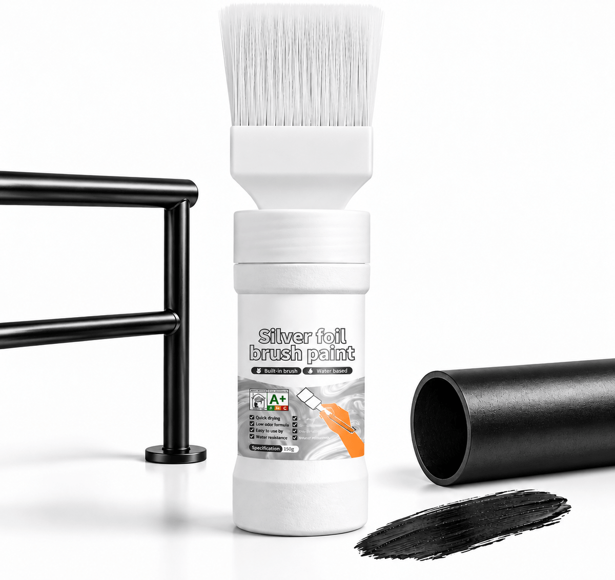 ✨New Arrival✨🖌️🏠Water-Based Metallic Silver Paint with Built-in Brush💥👍