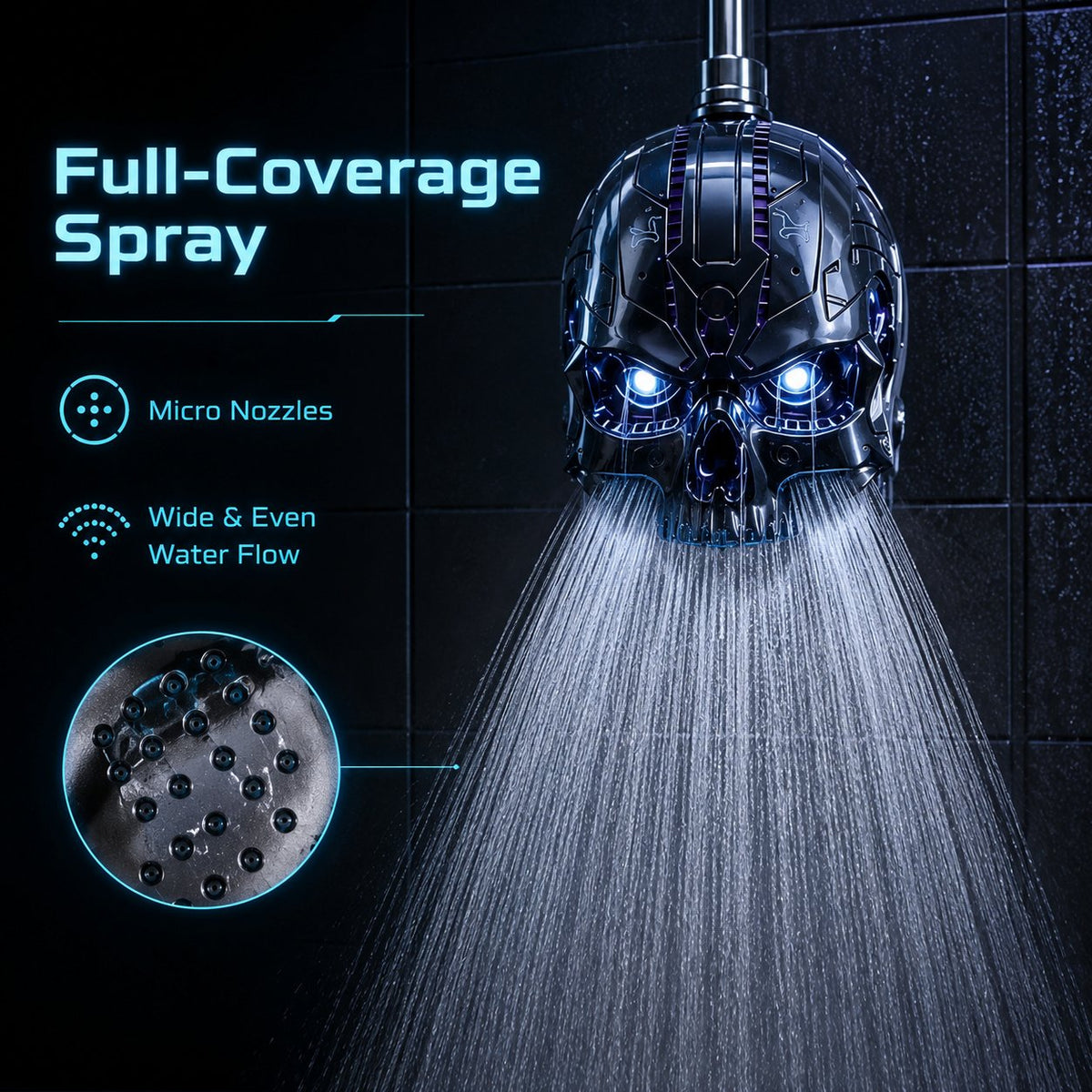 😩 BORING SHOWER? YOUR BATHROOM DESERVES MORE! 🚿👾 ⚡ Add CYBERPUNK STYLE, COLOR-CHANGING LED LIGHTS & A BOLD SKULL DESIGN TO EVERY SHOWER! 🔥💀
