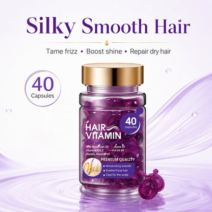 🔥50% OFF🔥Hair Vitamin Capsules Infused with Violet Vitamins & Argan Oil for Color-Treated & Permed Hair Smooths Frizz Restores Silkiness & Shine 40 Capsules.