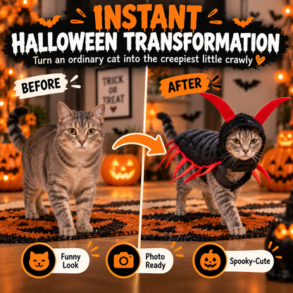 🐱🎃 WANT YOUR CAT TO STEAL THE SHOW THIS HALLOWEEN? 👀🪱 👻 Skip Ordinary Pet Costumes — This Creepy-Cute Centipede Look Is Impossible to Ignore!