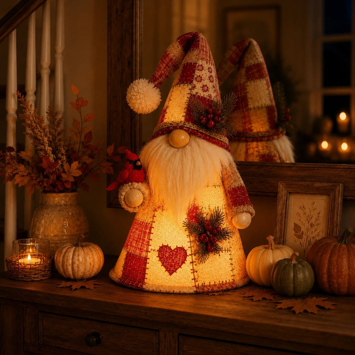 😩 FEELING LIKE YOUR HOME IS MISSING THAT COZY HOLIDAY MAGIC? 🐦✨ Add a Warm Glow & Charming Bird Gnome Touch to Any Shelf, Mantel or Table! 🏡💡