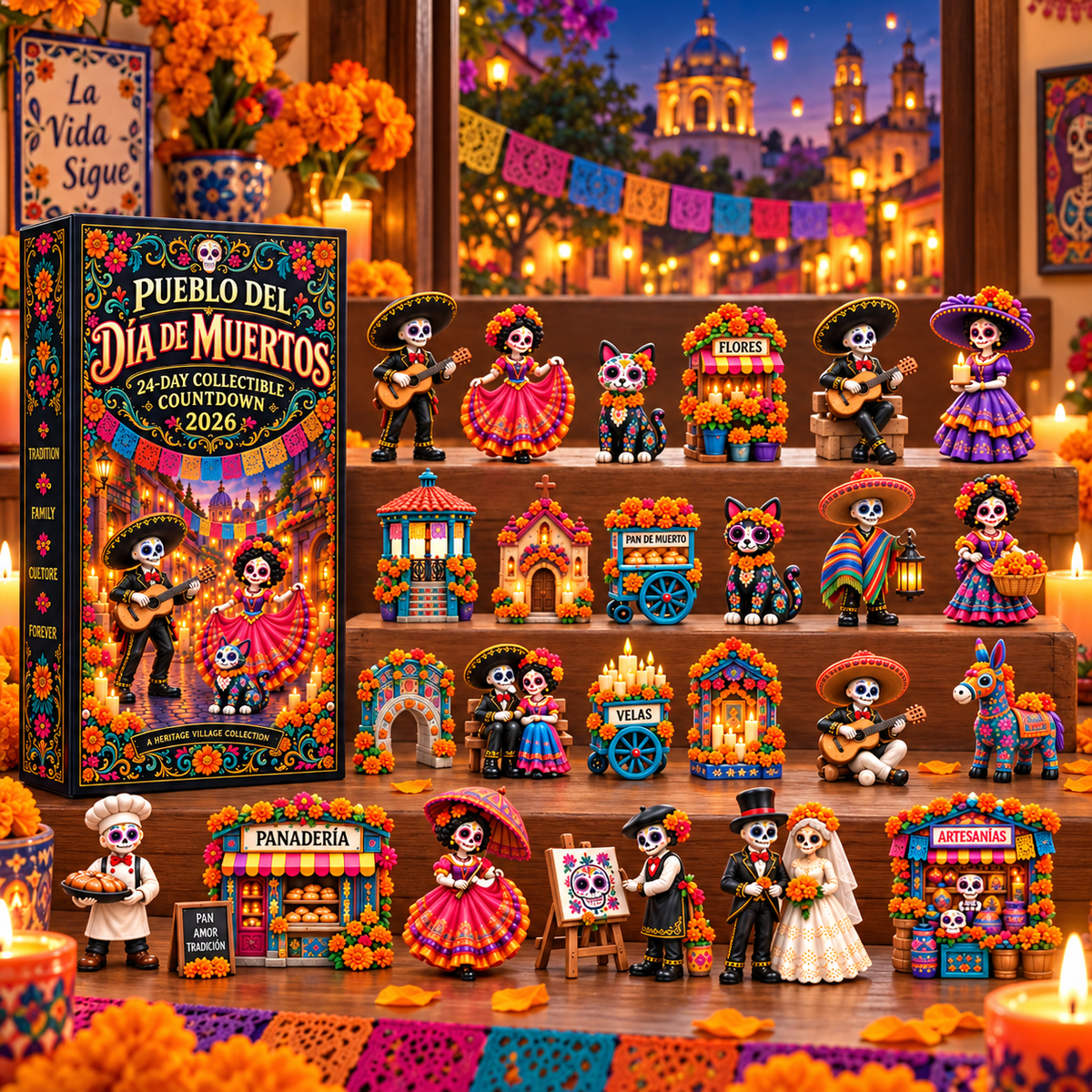 😩 TIRED OF BORING COUNTDOWN CALENDARS? 💀🖤 ✨ 24 DAYS. 24 UNIQUE MINIATURES. 🎁 Discover a New Day of the Dead Surprise Every Day!