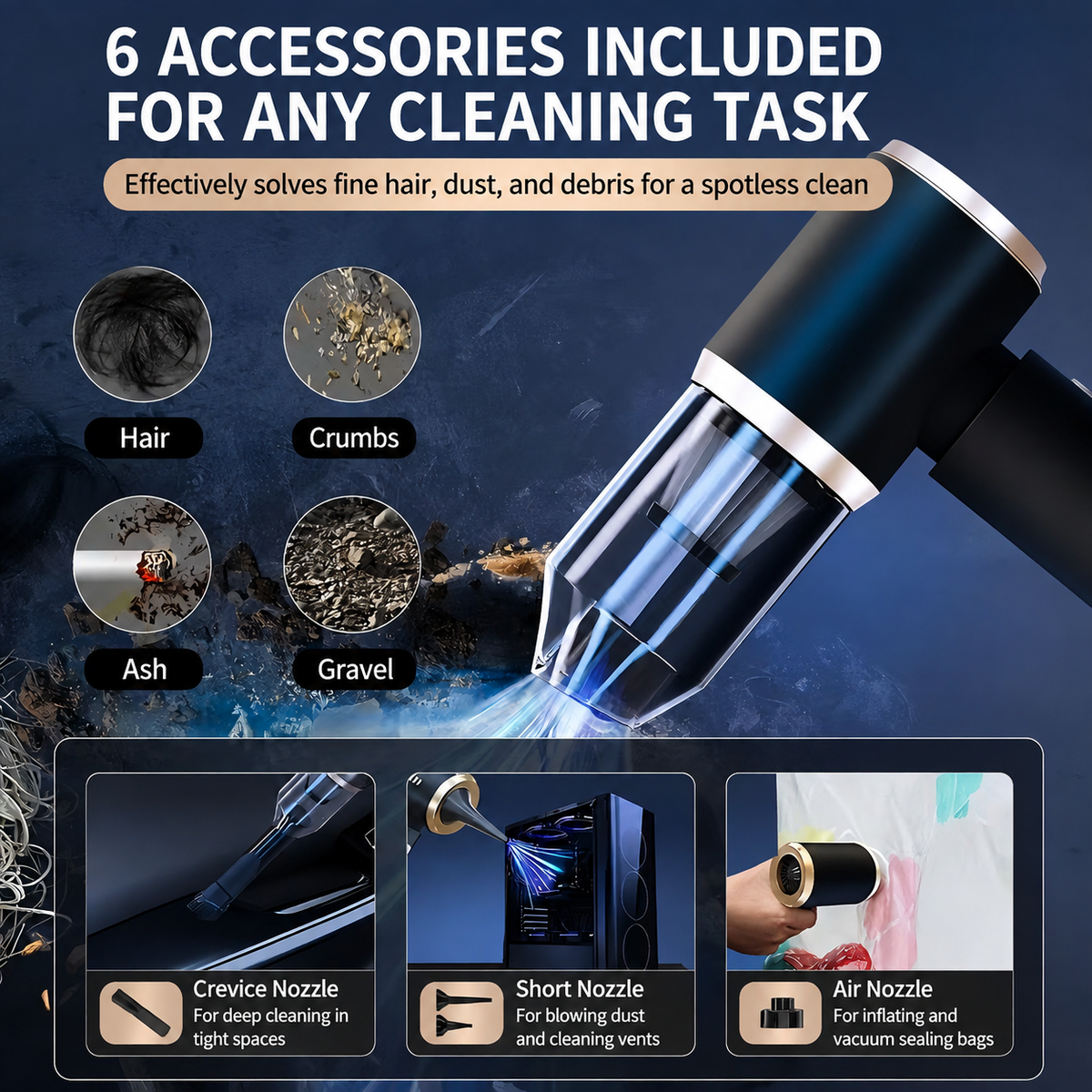 🔥 4-in-1 Cordless Vacuum – Small Size, Serious Suction