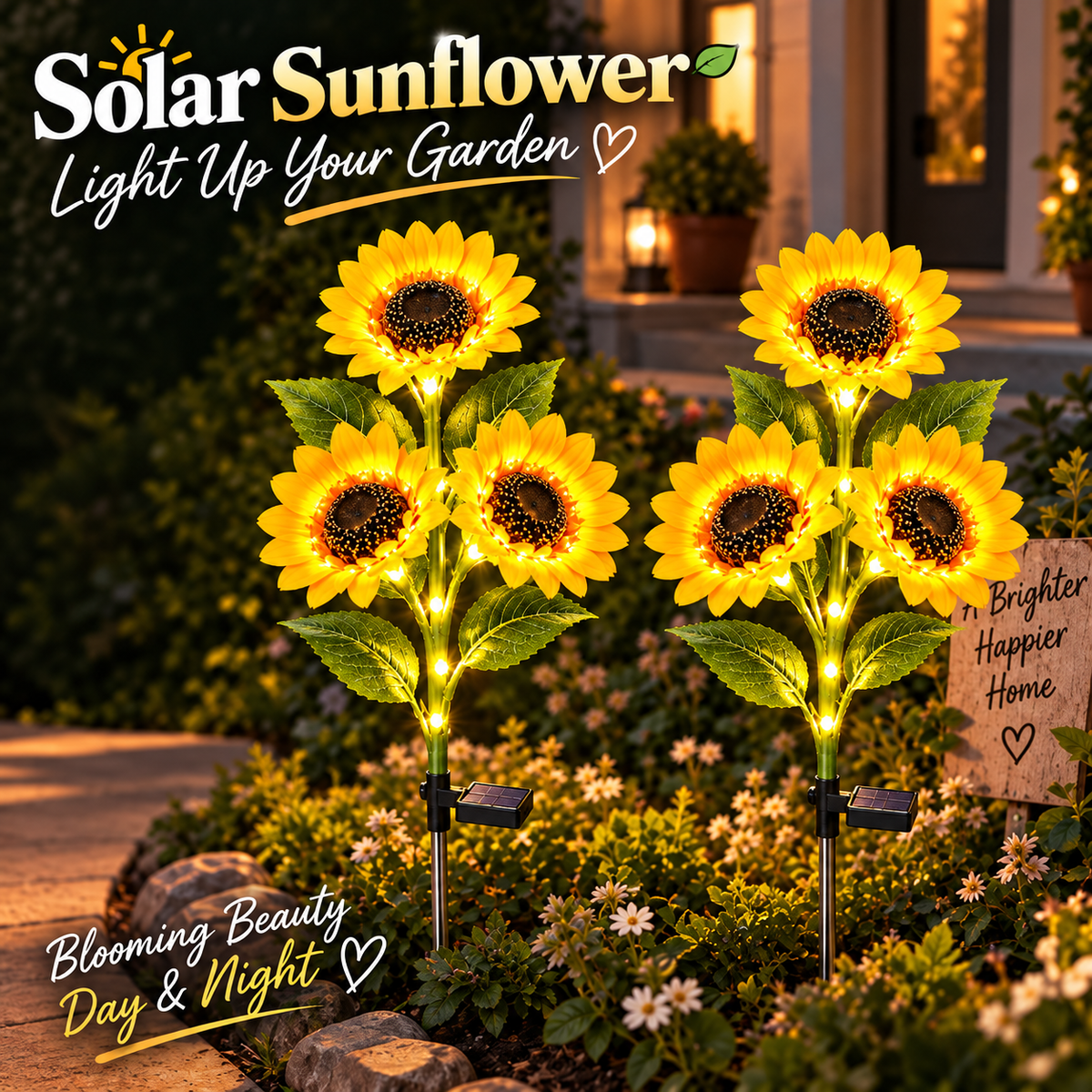 ⏰Last Day 50% OFF🔥2-Piece Solar LED Sunflower Garden Lights, Realistic