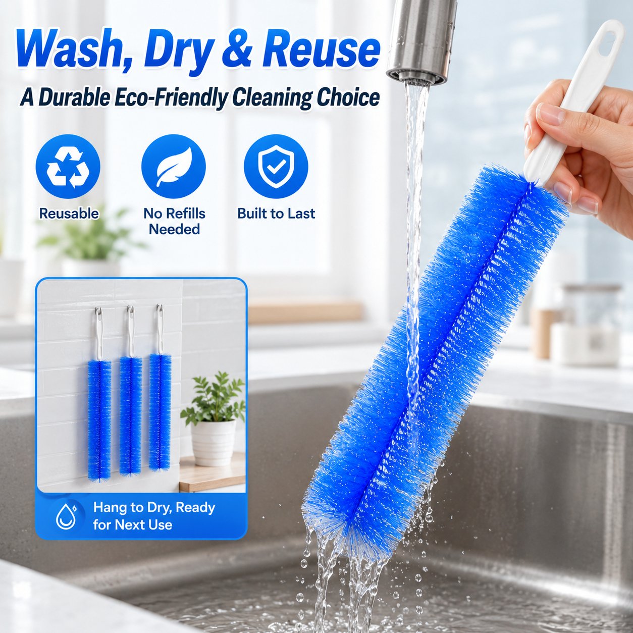 🔥 360-Degree Cleaning Brush – 50% Off🔥Bendable Microfiber Head,Reusable Dust Remover