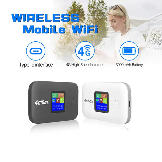 🎁Wireless Wi-Fi Hotspot – Portable 4G/5G Handheld Device (SIM card support, 300Mbps, LED display, supports 10 devices, USB charging, connection range up to 50 meters)💎
