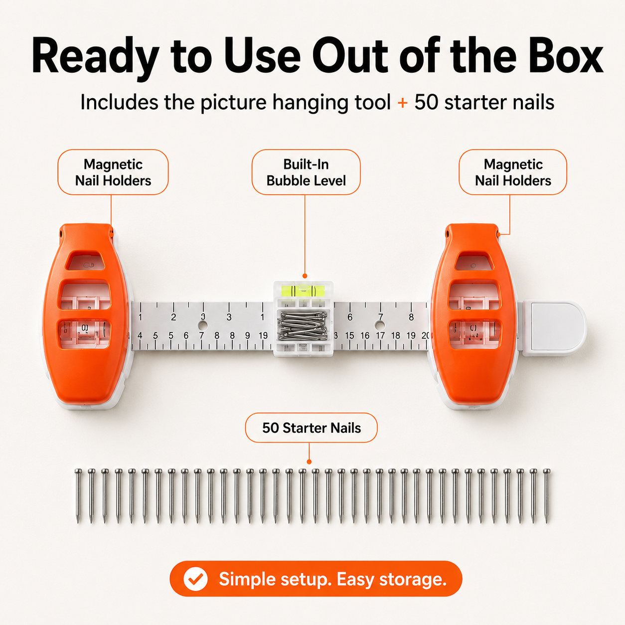 Picture frame hanging balance ruler