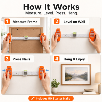Picture frame hanging balance ruler