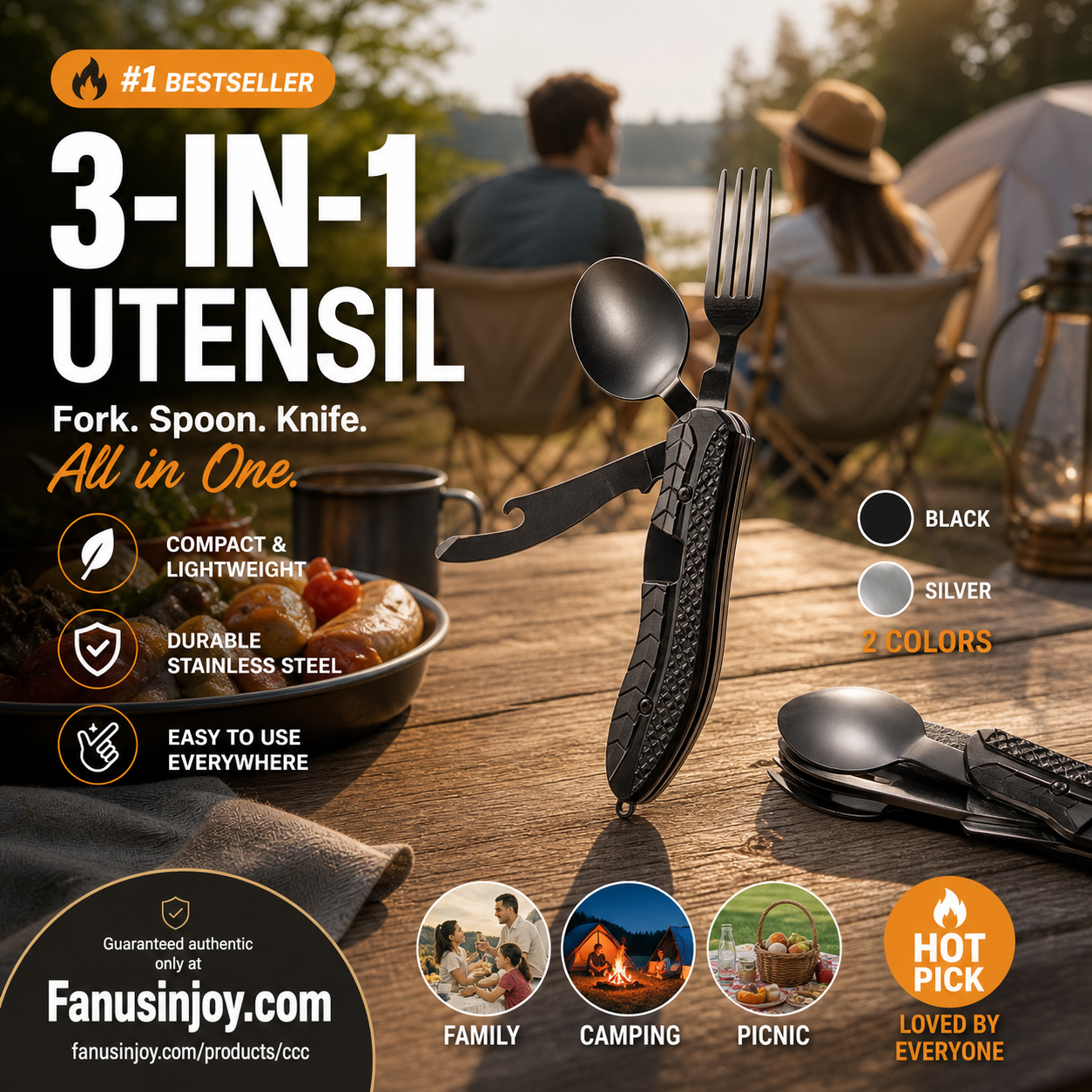🎉🎉Surprise 50% off！🏕️Must-have for outdoor trips 🍴🥄4-In-1 Outdoor Folding Multifunctional Tableware