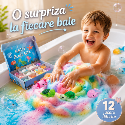 🛁😩 Kids Hate Bath Time? Turn Every Bath into a Fizzing Adventure with 12 Bath Bombs—Each with a Surprise Toy Inside! 🎁✨