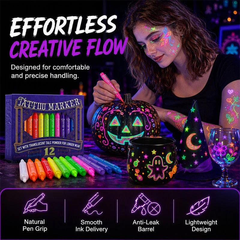 ✨ Glow Party Tattoo Pens – Neon Temporary Tattoo Markers