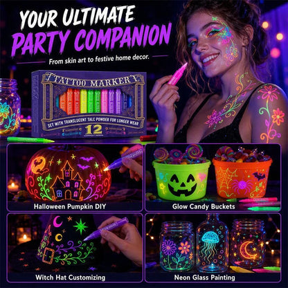 ✨ Glow Party Tattoo Pens – Neon Temporary Tattoo Markers