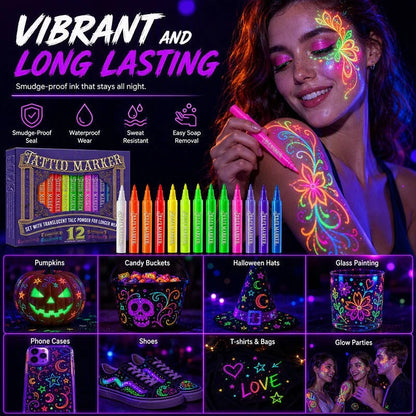 ✨ Glow Party Tattoo Pens – Neon Temporary Tattoo Markers