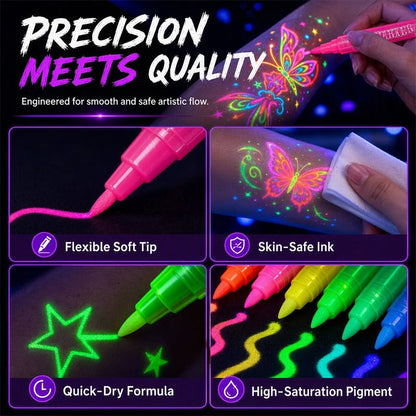 ✨ Glow Party Tattoo Pens – Neon Temporary Tattoo Markers