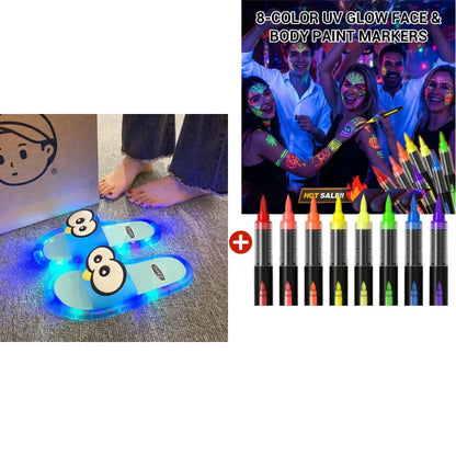 👀LED Cartoon Slippers – Vibrant Light-Up Sole & Cute Penguin Design – Flexible PVC & Easy Slip-On 🏠