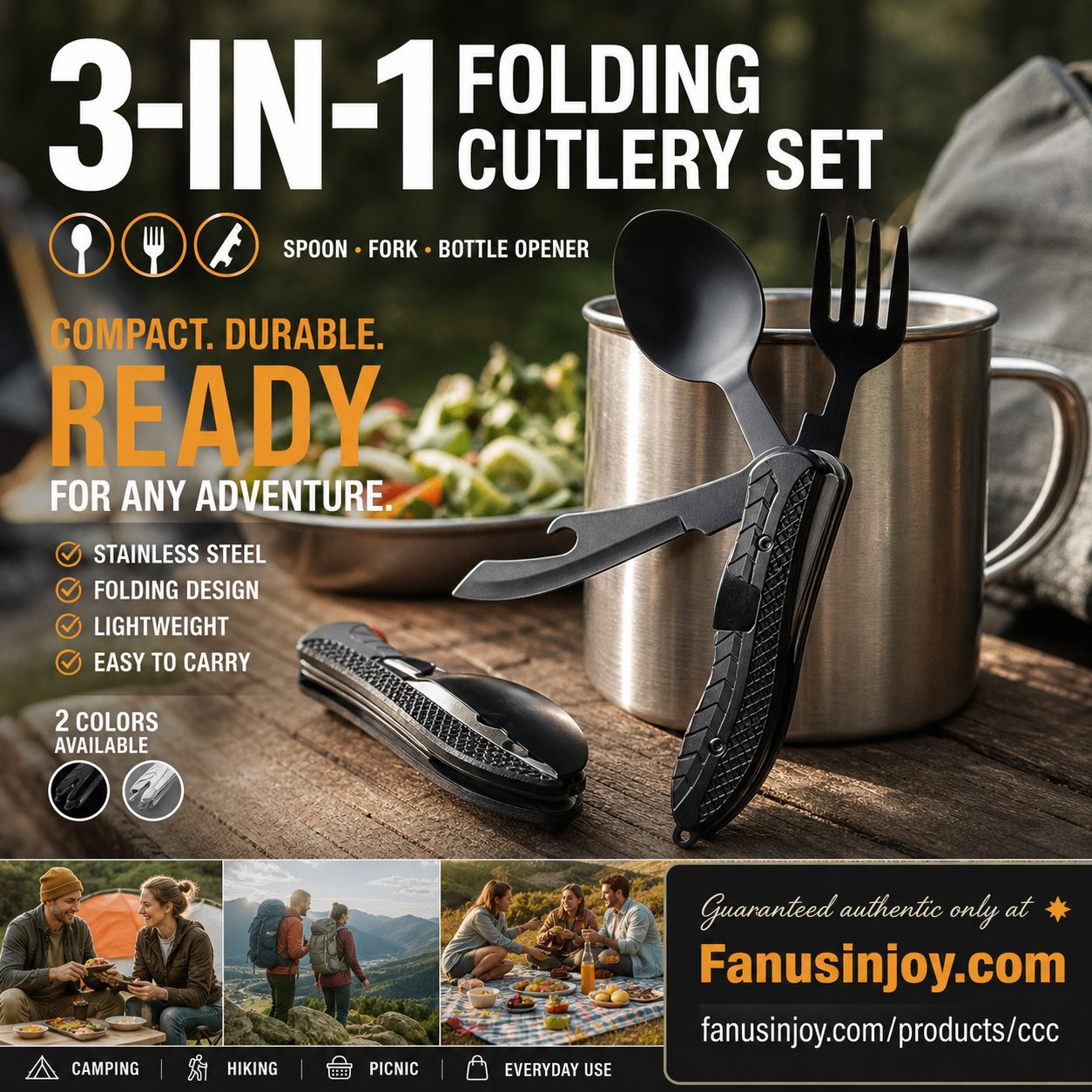 🎉🎉Surprise 50% off！🏕️Must-have for outdoor trips 🍴🥄4-In-1 Outdoor Folding Multifunctional Tableware