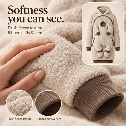 Close view of plush fleece texture and ribbed cuffs