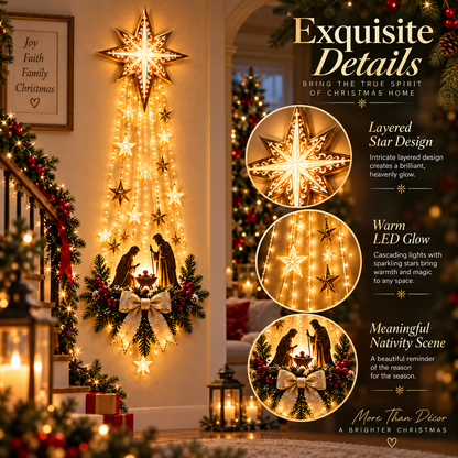 ✨Last Day 49% OFF✨✝️ Bethlehem Star of Faith™ – Lighted Nativity Wall Decor