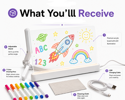 🔥Order today and receive a free light-up base and pen.🔥The Board That Glows. No Screen. No Eye Strain.