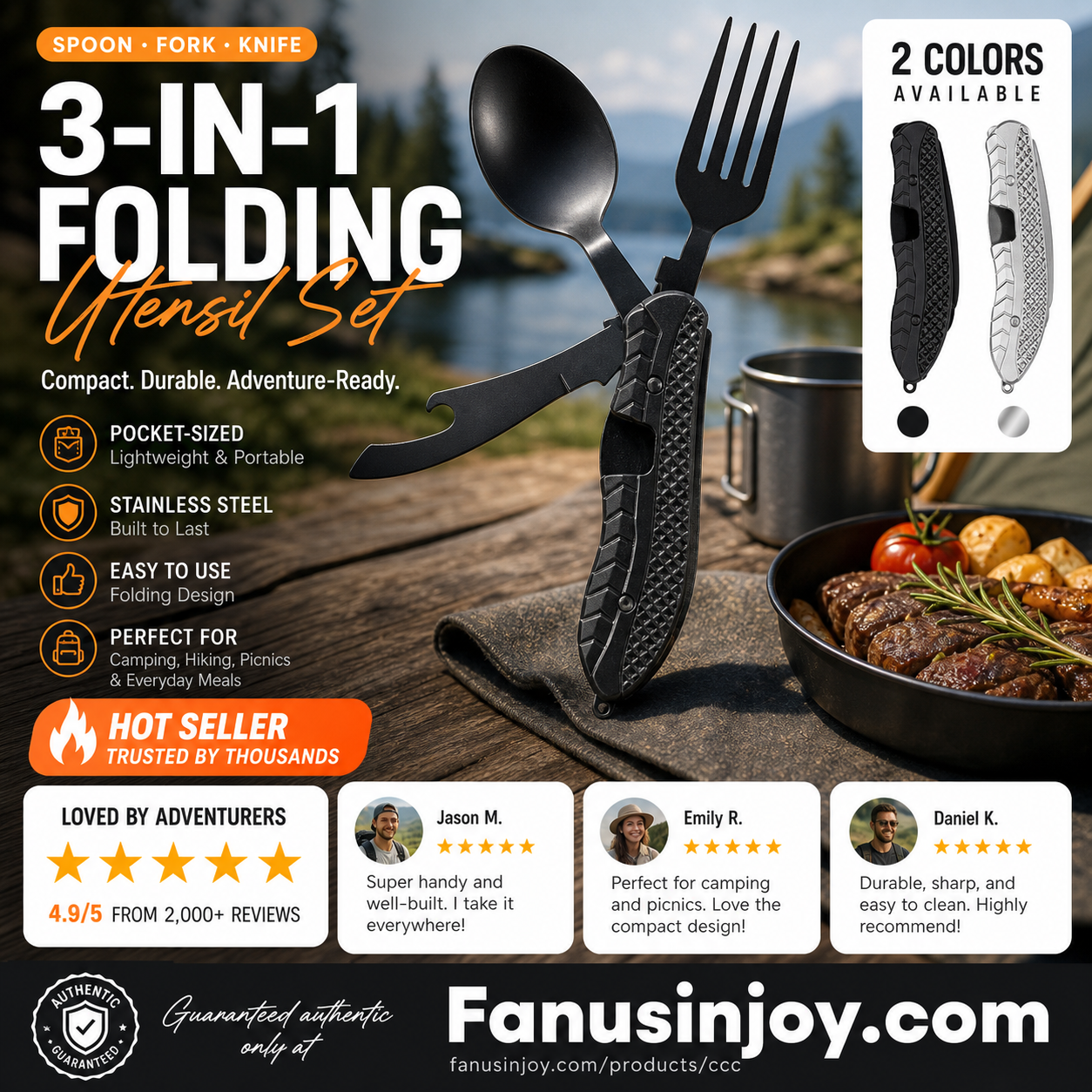 🎉🎉Surprise 50% off！🏕️Must-have for outdoor trips 🍴🥄4-In-1 Outdoor Folding Multifunctional Tableware