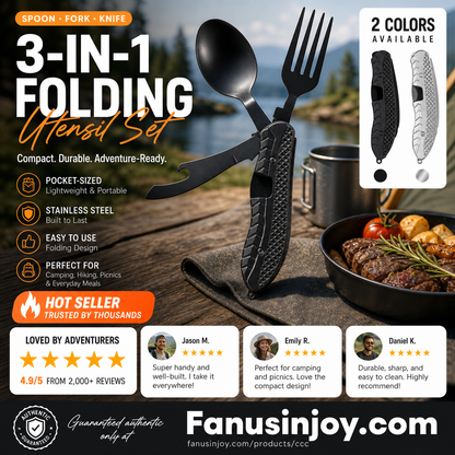 🎉🎉Surprise 50% off！🏕️Must-have for outdoor trips 🍴🥄4-In-1 Outdoor Folding Multifunctional Tableware