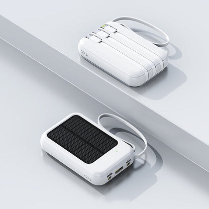 🔋 POWER WHEN YOU NEED IT MOST  ☀️ SOLAR BACKUP CHARGING  ⚡ FAST CHARGINGSelf-contained Mini Solar Power Bank with Built-in Cable